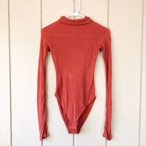 Free People orange turtleneck waffle long sleeve
